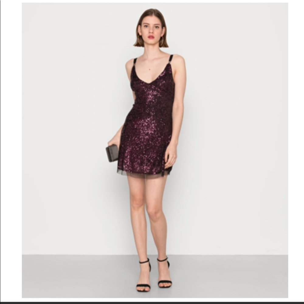 NWT FREE PEOPLE Gold Rush Mini Dress in plum combo - Picture 2 of 12